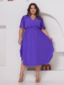 Vestido Feminino Manga Curta Duna Casual - Mirna. Plus Size