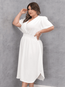Vestido Feminino Manga Curta Duna Casual - Mirna. Plus Size