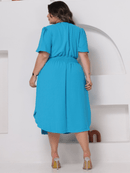 Vestido Feminino Manga Curta Duna Casual - Mirna. Plus Size