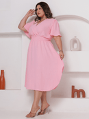 Vestido Feminino Manga Curta Duna Casual - Mirna. Plus Size