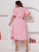 Vestido Feminino Manga Curta Duna Casual - Mirna. Plus Size