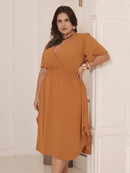 Vestido Feminino Manga Curta Duna Casual - Mirna. Plus Size