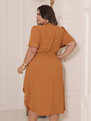 Vestido Feminino Manga Curta Duna Casual - Mirna. Plus Size