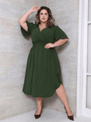 Vestido Feminino Manga Curta Duna Casual - Mirna. Plus Size