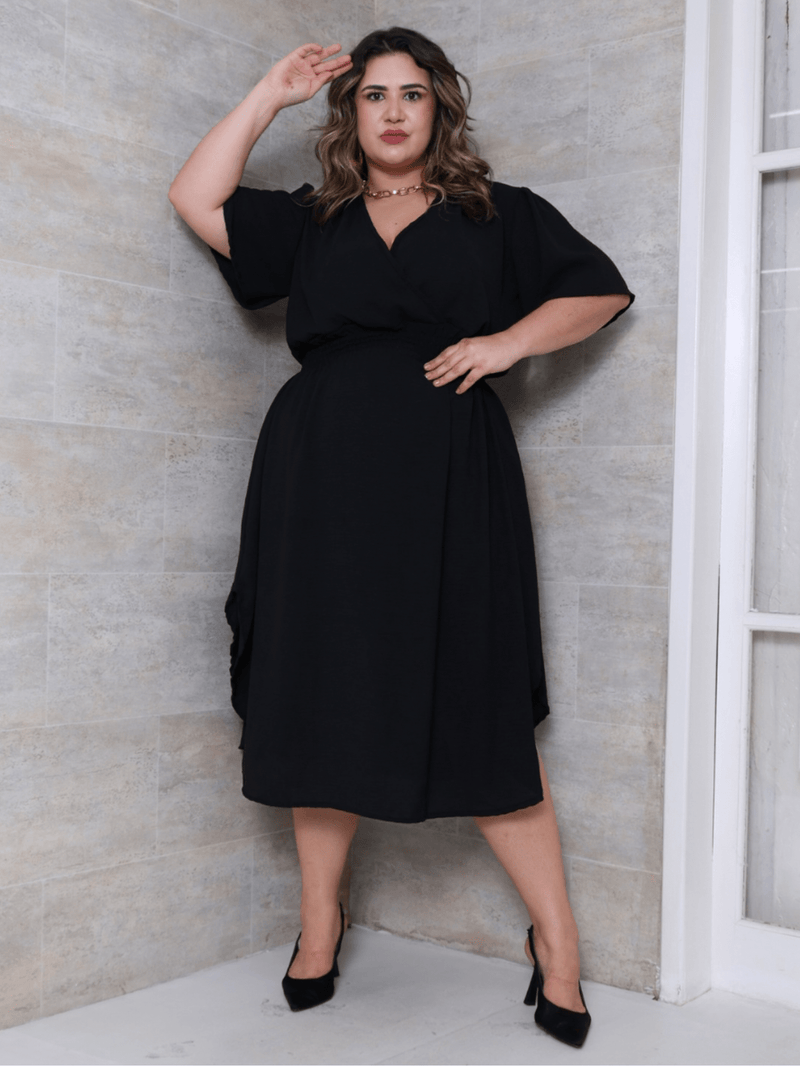 Vestido Feminino Manga Curta Duna Casual - Mirna. Plus Size