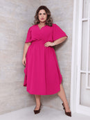 Vestido Feminino Manga Curta Duna Casual - Mirna. Plus Size