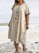 Vestido Feminino ajuste solto e bolsos - Marly. Plus Size