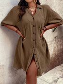 Vestido Feminino com Bolsos Frontais e Botões - Melina. Plus Size