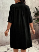 Vestido Feminino com Bolsos Frontais e Botões - Melina. Plus Size