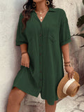 Vestido Feminino com Bolsos Frontais e Botões - Melina. Plus Size