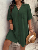 Vestido Feminino com Bolsos Frontais e Botões - Melina. Plus Size