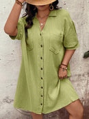 Vestido Feminino com Bolsos Frontais e Botões - Melina. Plus Size