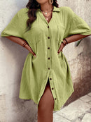 Vestido Feminino com Bolsos Frontais e Botões - Melina. Plus Size