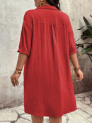 Vestido Feminino com Bolsos Frontais e Botões - Melina. Plus Size