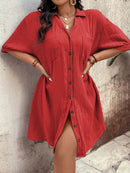 Vestido Feminino com Bolsos Frontais e Botões - Melina. Plus Size