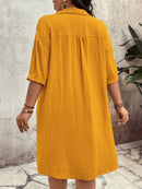 Vestido Feminino com Bolsos Frontais e Botões - Melina. Plus Size