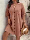Vestido Feminino com Bolsos Frontais e Botões - Melina. Plus Size