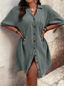 Vestido Feminino com Bolsos Frontais e Botões - Melina. Plus Size