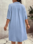 Vestido Feminino com Bolsos Frontais e Botões - Melina. Plus Size