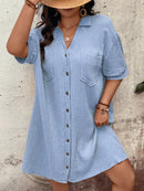 Vestido Feminino com Bolsos Frontais e Botões - Melina. Plus Size