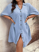 Vestido Feminino com Bolsos Frontais e Botões - Melina. Plus Size