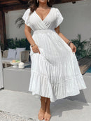 Vestido Feminino com Cintura Franzida. Plus Size