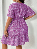 Vestido Feminino com Manga Borboleta com Babado na Barra - Liliane. Plus Size