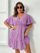Vestido Feminino com Manga Borboleta com Babado na Barra - Liliane. Plus Size