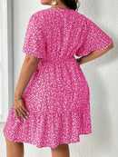 Vestido Feminino com Manga Borboleta com Babado na Barra - Liliane. Plus Size