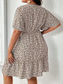 Vestido Feminino com Manga Borboleta com Babado na Barra - Liliane. Plus Size