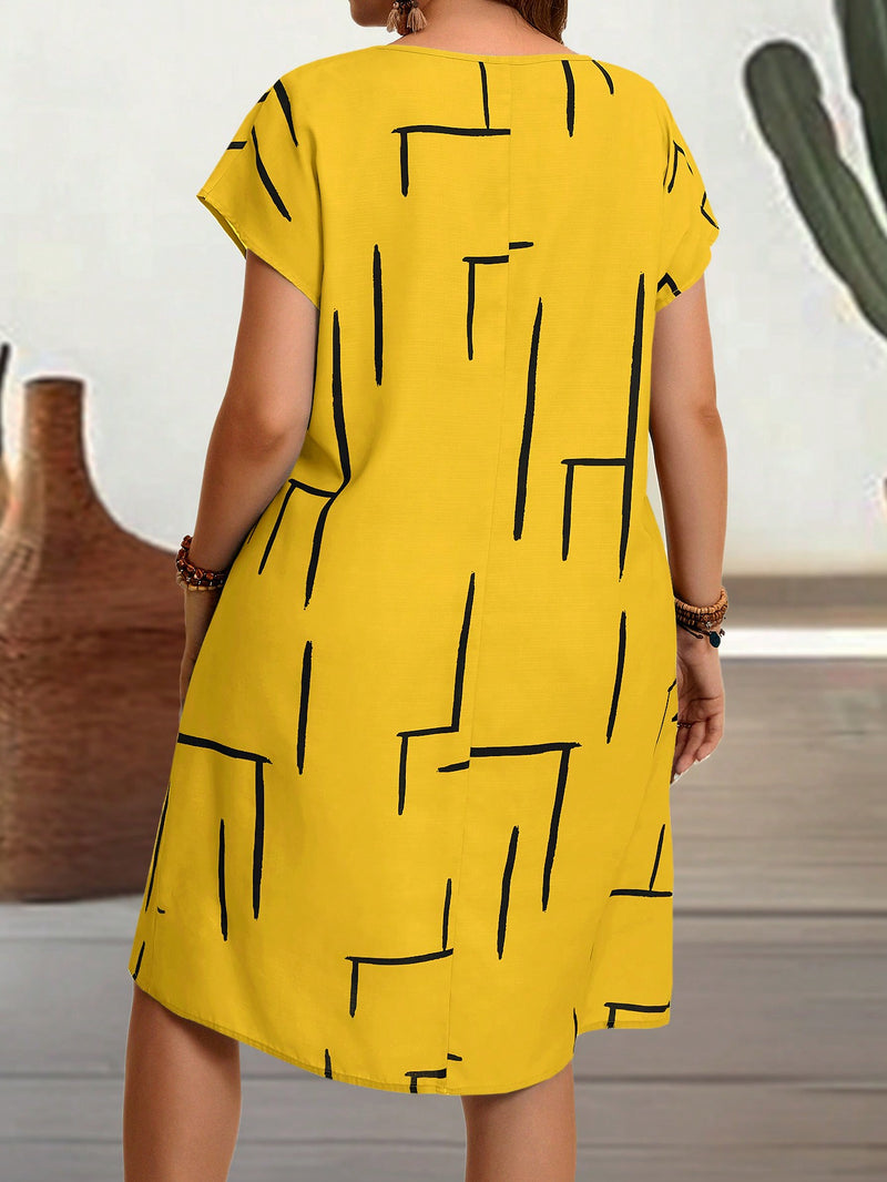Vestido Feminino com Manga Morcego e com gola redonda - Sophie. Plus Size