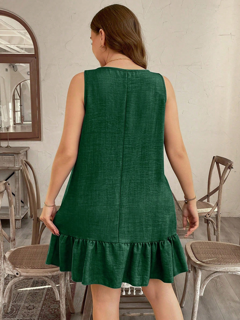 Vestido Feminino com bainha franzida e design floral 3D - Melissa. Plus Size
