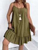 Vestido Feminino de Alça Fina com Babado na Barra - Amalya. Plus Size