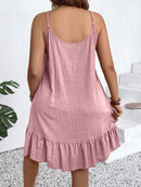 Vestido Feminino de Alça Fina com Babado na Barra - Amalya. Plus Size