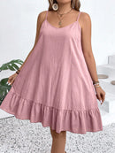 Vestido Feminino de Alça Fina com Babado na Barra - Amalya. Plus Size