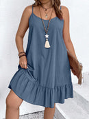 Vestido Feminino de Alça Fina com Babado na Barra - Amalya. Plus Size