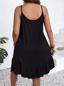 Vestido Feminino de Alça Fina com Babado na Barra - Amalya. Plus Size