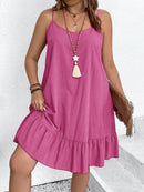 Vestido Feminino de Alça Fina com Babado na Barra - Amalya. Plus Size