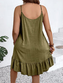 Vestido Feminino de Alça Fina com Babado na Barra - Amalya. Plus Size