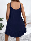 Vestido Feminino de Alça Fina com Babado na Barra - Amalya. Plus Size