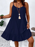 Vestido Feminino de Alça Fina com Babado na Barra - Amalya. Plus Size