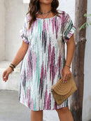 Vestido Feminino decote redondo e manga curta - Mika. Plus Size