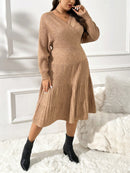 Vestido de Suéter Feminino de Manga Morcego - Alana. Plus Size