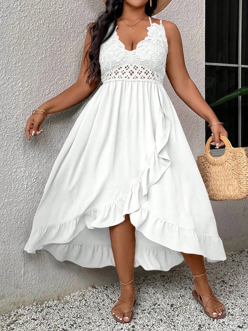 Vestido feminino com Babados com Renda Valentina. Plus Size