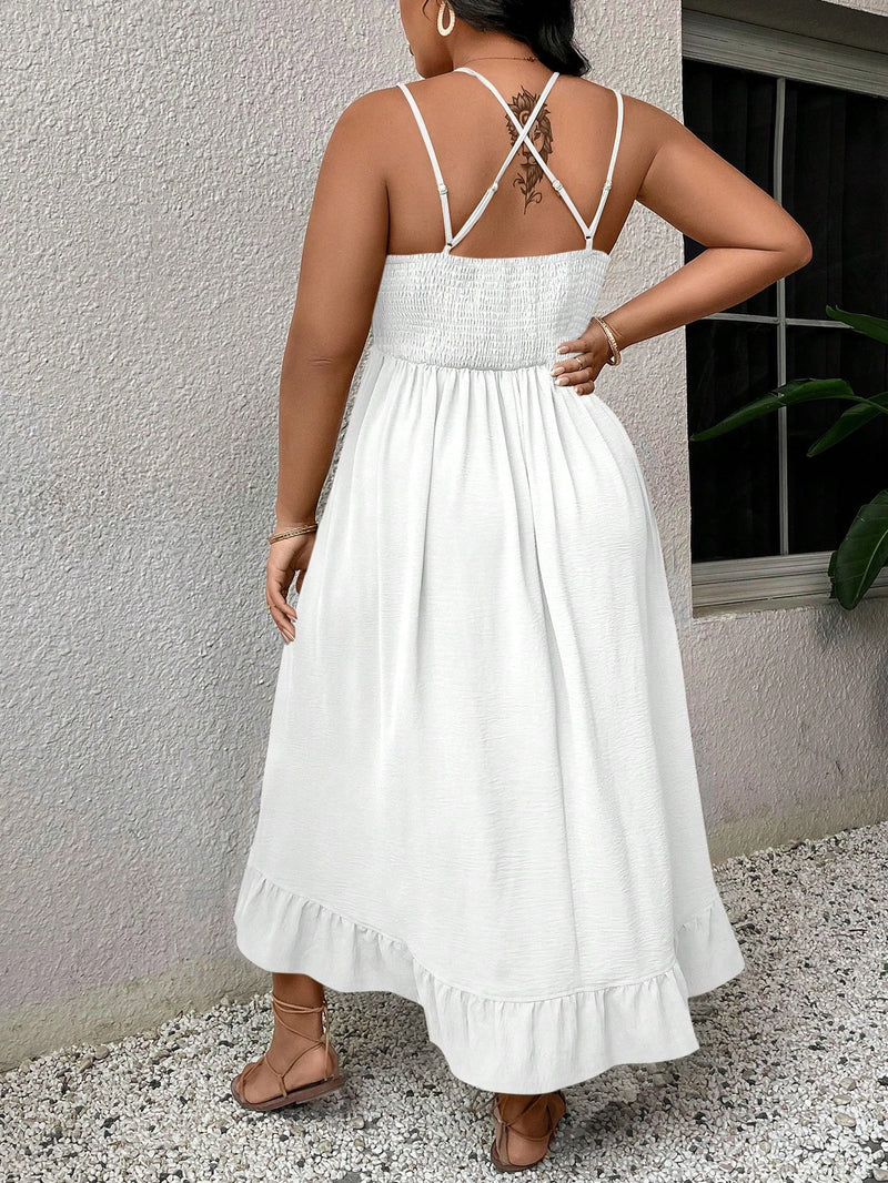 Vestido feminino com Babados com Renda Valentina. Plus Size