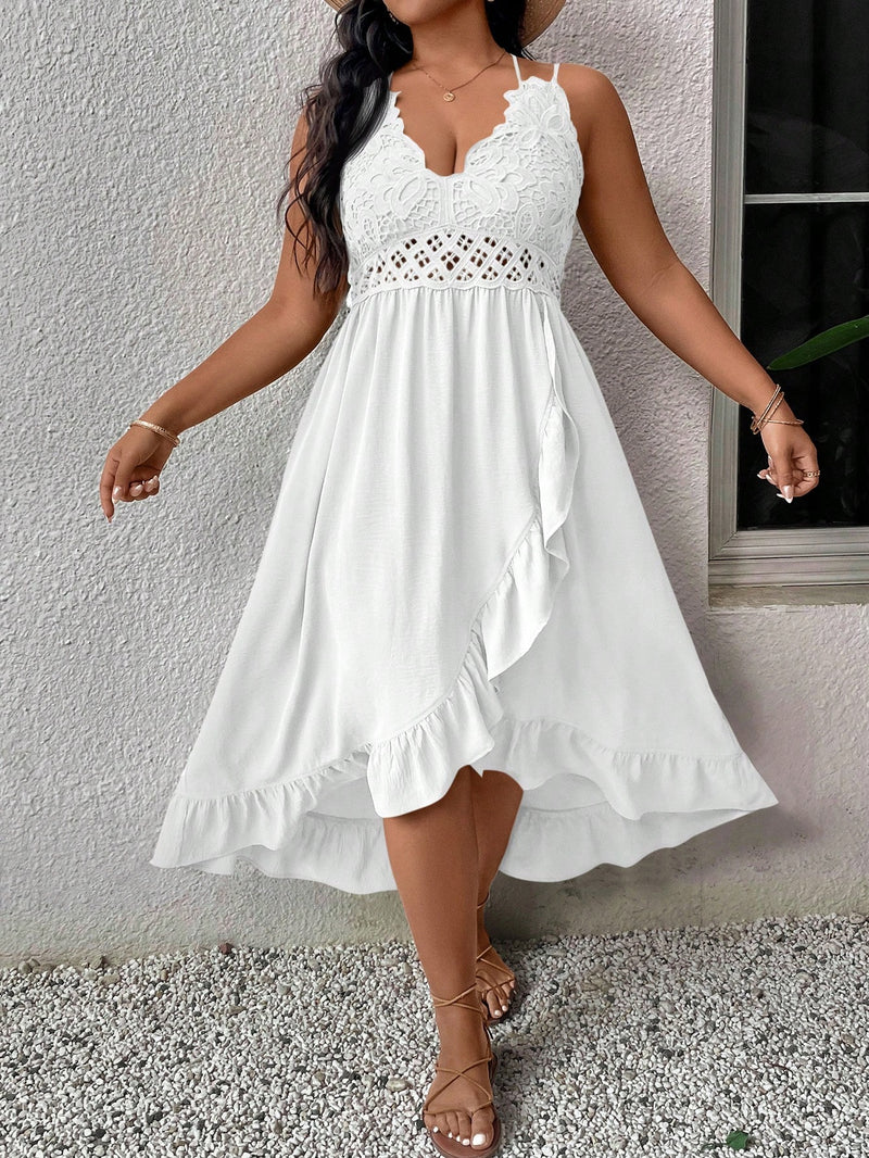 Vestido feminino com Babados com Renda Valentina. Plus Size