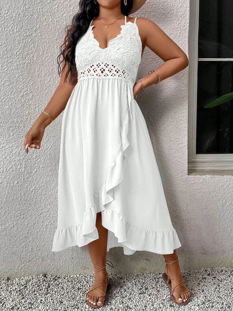Vestido feminino com Babados com Renda Valentina. Plus Size