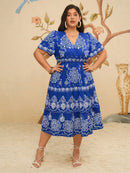 Vestidos Feminino com Decote em V  Estilo Modesto Thatá. Plus Size