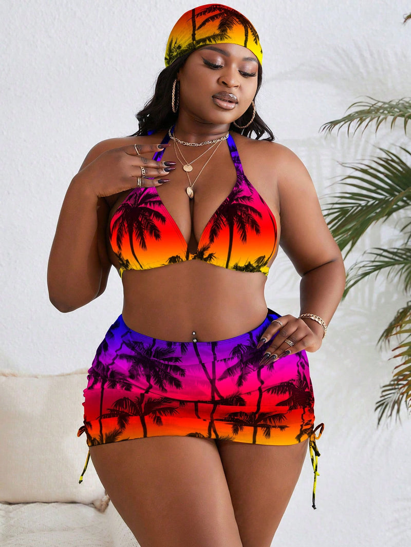 Biquini Feminino (4peças) com Saída e Bandana Lara Plus Size