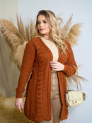 Casaco Feminino Aberto Manga Longa de Tricô - Samara. Plus Size